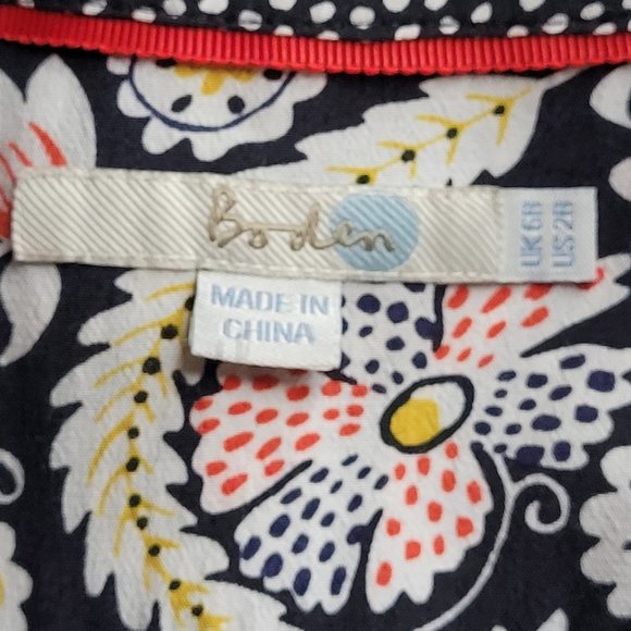 Boden Tunic Dress Womens 2 R 3/4 Sleeve Black Floral Polka Dot - Picture 13 of 16